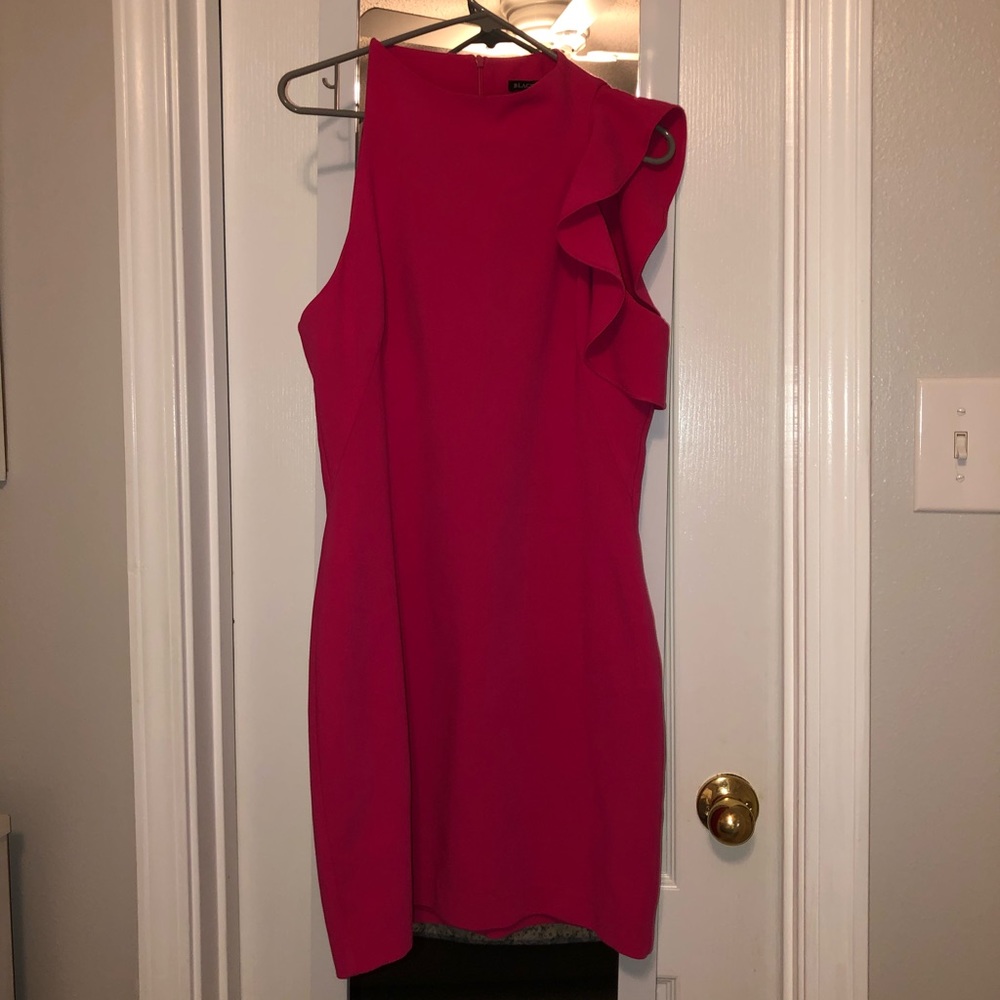 Black Halo Pink one-shoulder dress